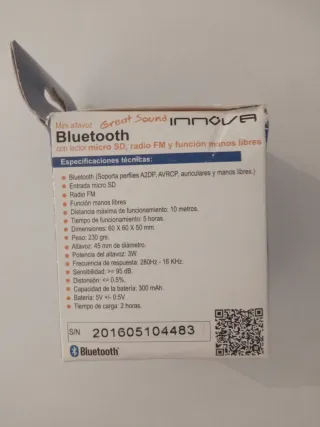 Altavoz Bluetooth Innova Mini SD FM
