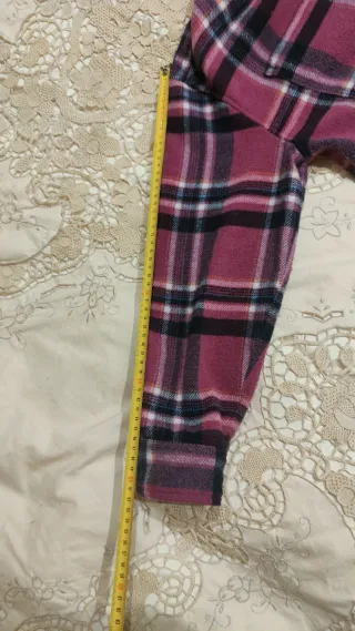 Camisa cuadros felpa rosa y morado
