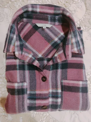 Camisa cuadros felpa rosa y morado