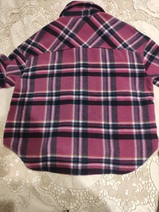 Camisa cuadros felpa rosa y morado