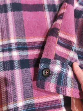 Camisa cuadros felpa rosa y morado