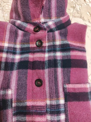 Camisa cuadros felpa rosa y morado