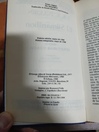 El Silmarillion de J.R.R. Tolkien. Edición 1984.