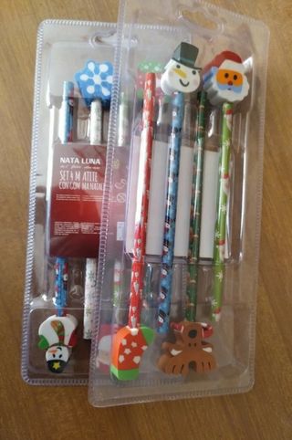 Lotto 8 matite con gomma Natale