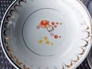 7 Platos de postre de 1960 con pan de oro