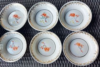 7 Platos de postre de 1960 con pan de oro