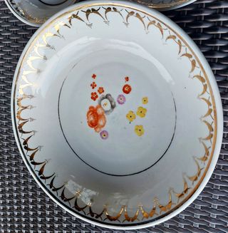 7 Platos de postre de 1960 con pan de oro