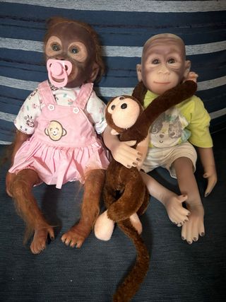 Pareja Monos Reborn Bebé Muñecos