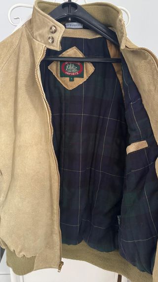 Chaqueta Vintage Piel Beige Hombre L Authentic Imp