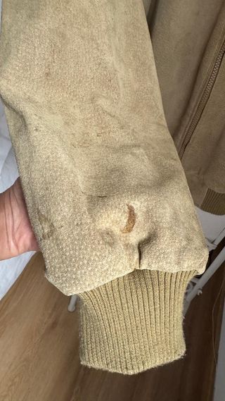 Chaqueta Vintage Piel Beige Hombre L Authentic Imp