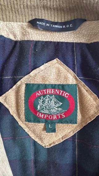 Chaqueta Vintage Piel Beige Hombre L Authentic Imp