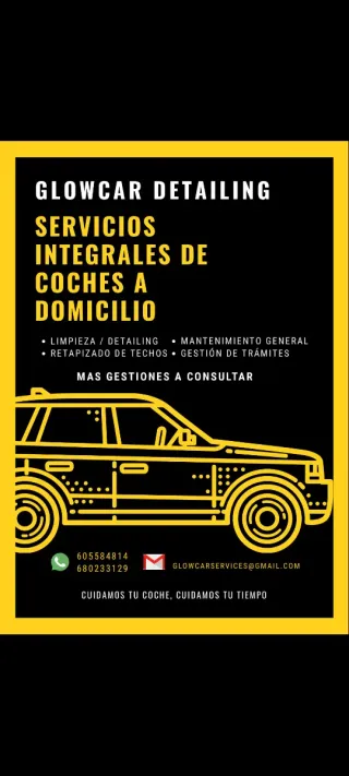 Servicios de limpieza de coches a domicilio.