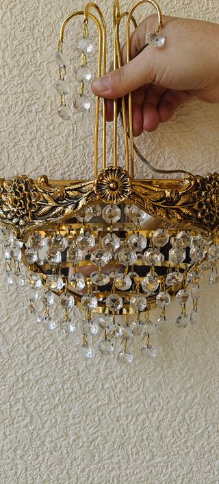 Apliques de pared dorado con cristales