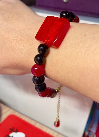 Conjunto Cristal Murano, Turmalina y Ágata Roja