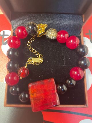 Conjunto Cristal Murano, Turmalina y Ágata Roja