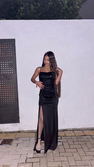 Vestido fiesta lentejuelas negro
