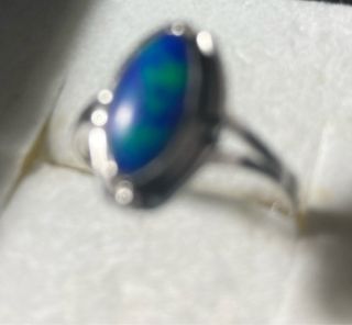 Anillo Alpaca mexicana Piedra Azul y Verde