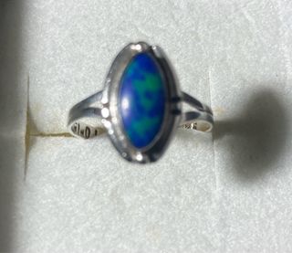 Anillo Alpaca mexicana Piedra Azul y Verde