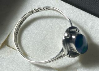 Anillo Alpaca mexicana Piedra Azul y Verde
