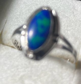Anillo Alpaca mexicana Piedra Azul y Verde