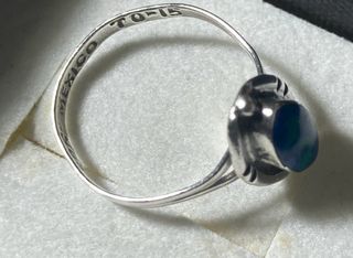 Anillo Alpaca mexicana Piedra Azul y Verde
