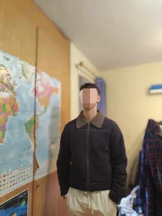 Abrigo borreguillo negro y gris