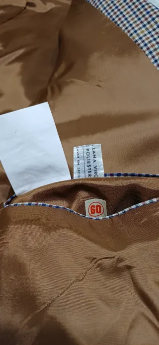 Americana cuadros azul y marrones hombre Talla 60