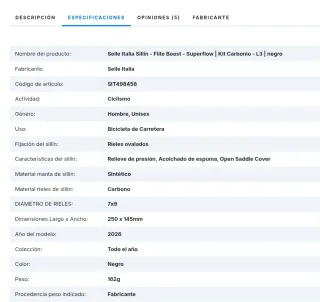 Sillín Selle Italia flite l3 carbonio