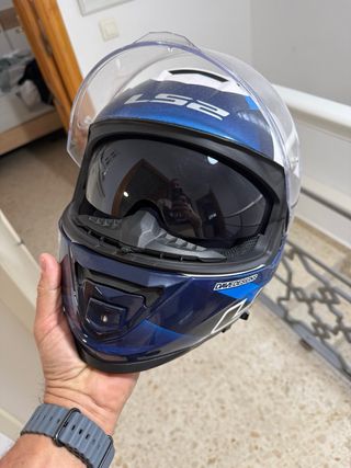 Casco Moto LS2 Azul y Blanco
