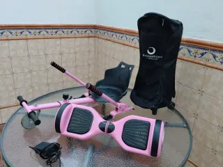 Hoverboard rosa con silla y bolso