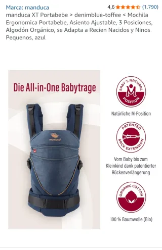 Mochila portabebés Manduca XT azul