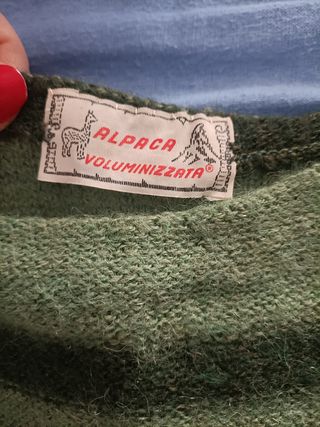 Maglioncino lana alpaca verde righe donna XS 38