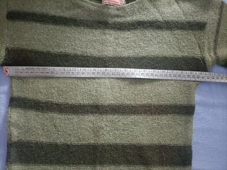 Maglioncino lana alpaca verde righe donna XS 38