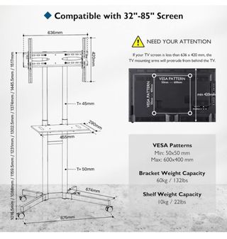 Soporte TV con ruedas y bandeja hasta 85 pulgadas