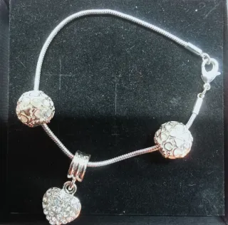 Set Bracciale + charm  new Age cuore e sfere