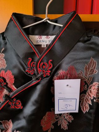 Vestido chino largo oriental asiático negro rojo