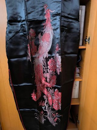 Vestido chino largo oriental asiático negro rojo