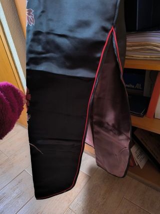 Vestido chino largo oriental asiático negro rojo