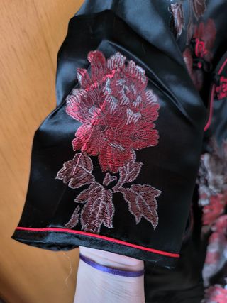 Vestido chino largo oriental asiático negro rojo