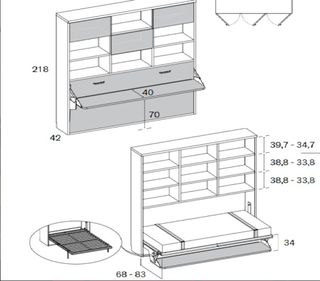 CAMA ABATIBLE HORIZONTAL CON MESA ESCRITORIO INCOR