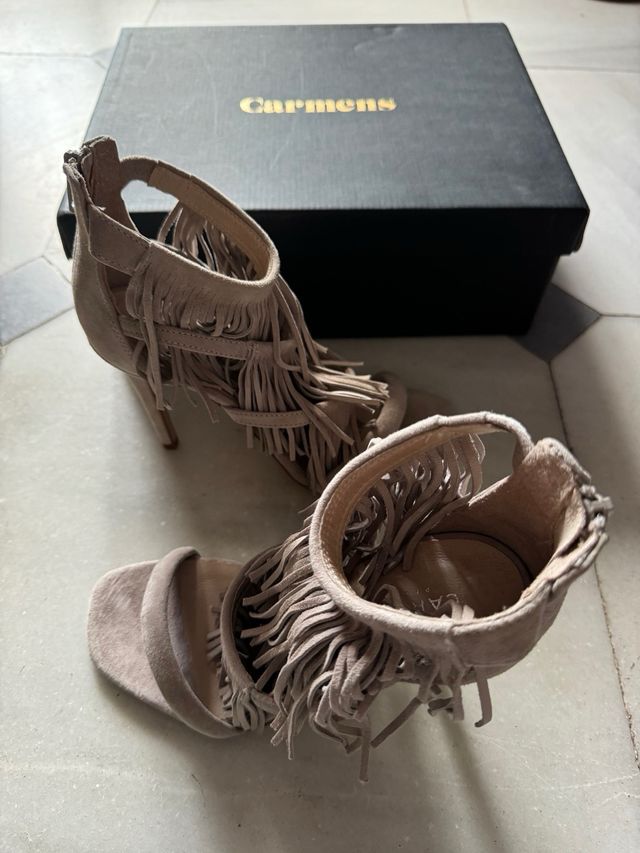 Sandalias Carmens Piel Beige Sin Usar