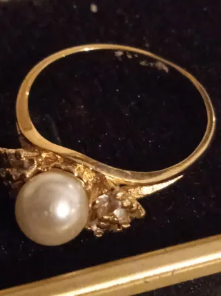 Lote 4 Anillos Chapados Oro Perlas Vintage