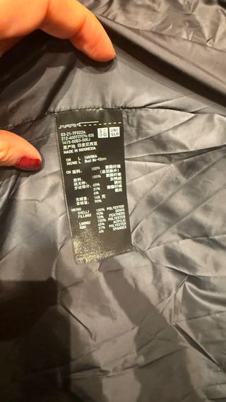 Abrigo Uniqlo Negro Plumas.