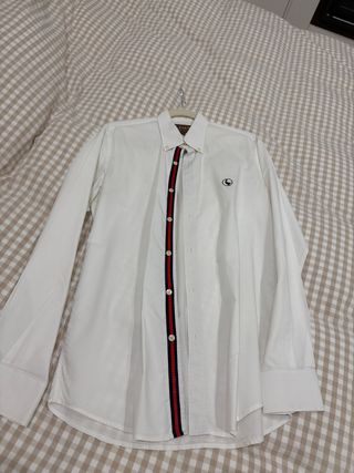 Camisa El Ganso Blanca con Raya Roja