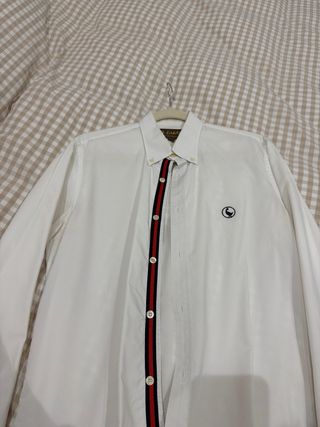 Camisa El Ganso Blanca con Raya Roja