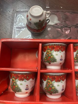 Set 6 Tazzine Natale Ceramica Alberi