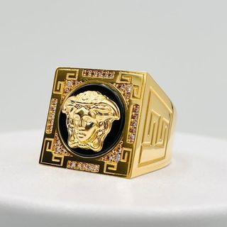 SELLO CUADRADO GRECA MEDUSA 18K