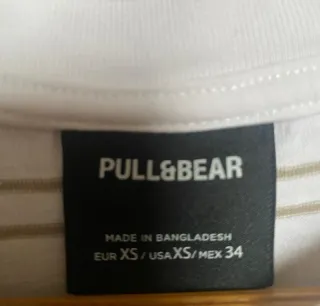 Camiseta Pull&Bear Rayas Beige Marrón Talla XS