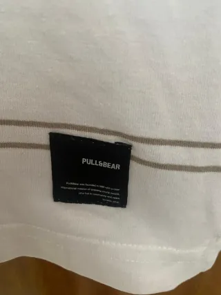 Camiseta Pull&Bear Rayas Beige Marrón Talla XS