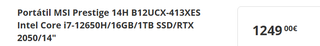 Portátil MSI Prestige 14H B12UCX-413XES